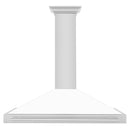 ZLINE 48" White Matte Range Hood, Stainless Steel Handle KB4SNX-WM-48