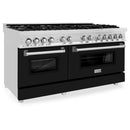 ZLINE 60" 7.4 cu. ft. Dual Fuel Range, Gas Stove and Electric Oven in Stainless Steel and Black Matte Door, RA-BLM-60