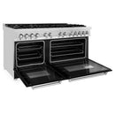 ZLINE 60" 7.4 cu. ft. Dual Fuel Range, Gas Stove and Electric Oven in Stainless Steel and Black Matte Door, RA-BLM-60