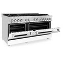 ZLINE 60" 7.4 cu. ft. Dual Fuel Range with Gas Stove and Electric Oven in Stainless Steel and White Matte Door, RA-WM-60