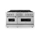 ZLINE 60" Dual Fuel Range In Stainless Steel, Brass Burners, RA-BR-60