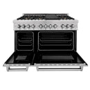 ZLINE 60" Dual Fuel Range, Snow Stainless, Brass Burners, RAS-SN-BR-60