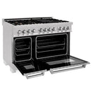 ZLINE 60" Dual Fuel Range, Snow Stainless, Brass Burners, RAS-SN-BR-60