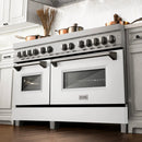 ZLINE 60" Dual Fuel Range Snow Stainless, White Matte Door, RAS-WM-60