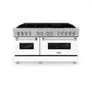 ZLINE 60" Dual Fuel Range Snow Stainless, White Matte Door, RAS-WM-60