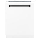 ZLINE Autograph 24" Dishwasher White Door, Black Handle DWMTZ-WM-24-MB