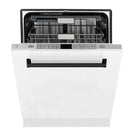 ZLINE Autograph 24" Dishwasher White Door, Black Handle DWMTZ-WM-24-MB