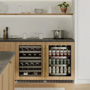 ZLINE Autograph 24 in. Dual Zone 44 Bottle Wine Cooler With Panel Ready Glass Door And Champagne Bronze Handle RWDPOZ-24-CB