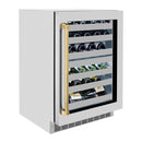 ZLINE Autograph 24 in. Dual Zone 44 Bottle Wine Cooler With Stainless Steel Glass Door And Polished Gold Handle RWDOZ-GS-24-G