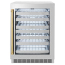 ZLINE Autograph 24 in. Dual Zone 44 Bottle Wine Cooler With Stainless Steel Glass Door And Polished Gold Handle RWDOZ-GS-24-G