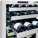 ZLINE Autograph Edition 24 in. Touchstone Dual Zone 44 Bottle Wine Cooler With Panel Ready Glass Door And Matte Black Handle RWDPOZ-24-MB