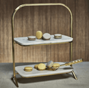 Madeleine Marble Two-Tier Stand - Gold & White Marble
