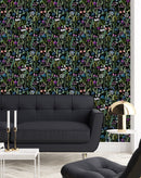 Elegant Wildflowers on Black Background Wallpaper Fashionable