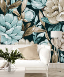 Dark Wallpaper with Blue and Beige