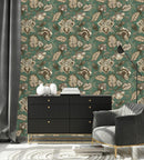 Green Floral Pattern Wallpaper