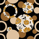 Beige Circles with Floral Pattern Wallpaper