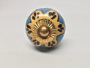 Drawer Pull Light Blue Yellow Gold Center