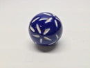 Drawer Pull Round Blue With White Flowers