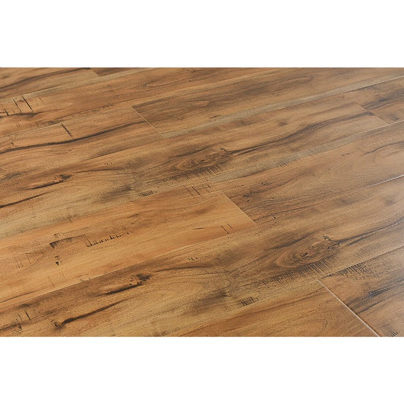 12mm laminate flooring smokey jatoba AC3 textured click-lock angled view