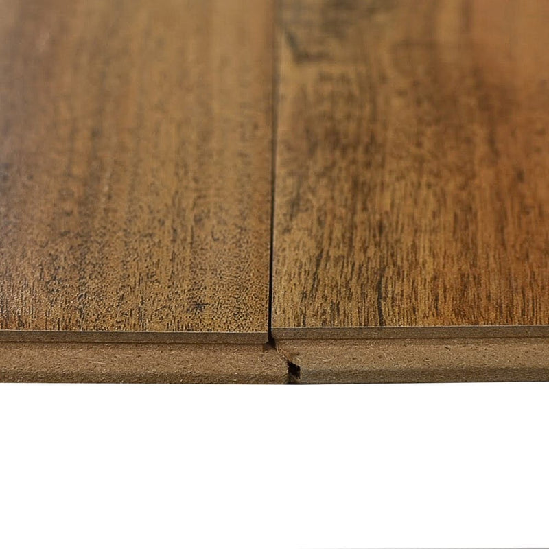 12mm laminate flooring smokey jatoba AC3 textured click-lock profile view