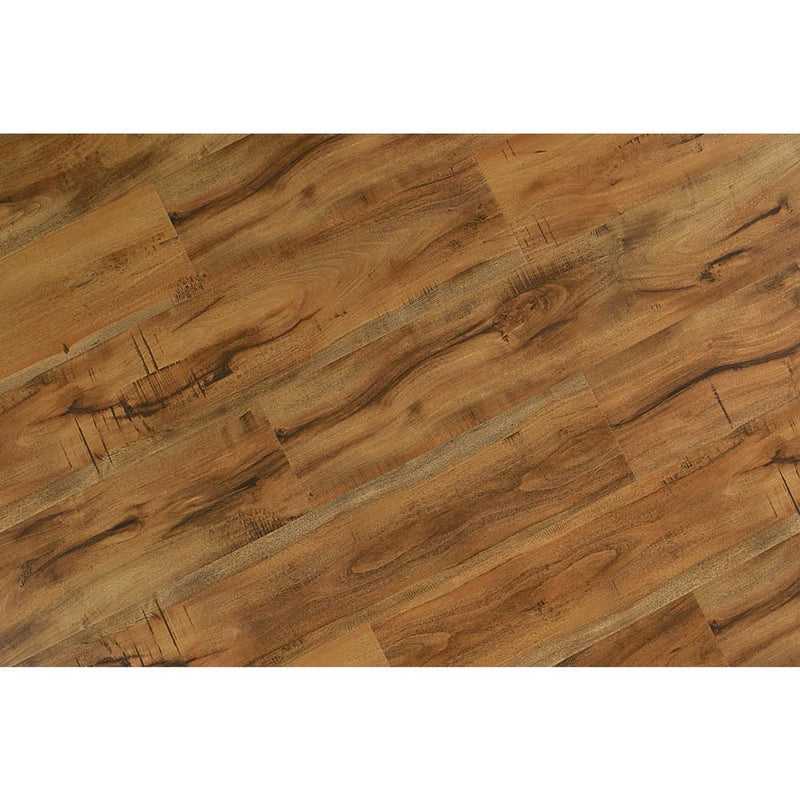 12mm laminate flooring smokey jatoba AC3 textured click-lock top angled view