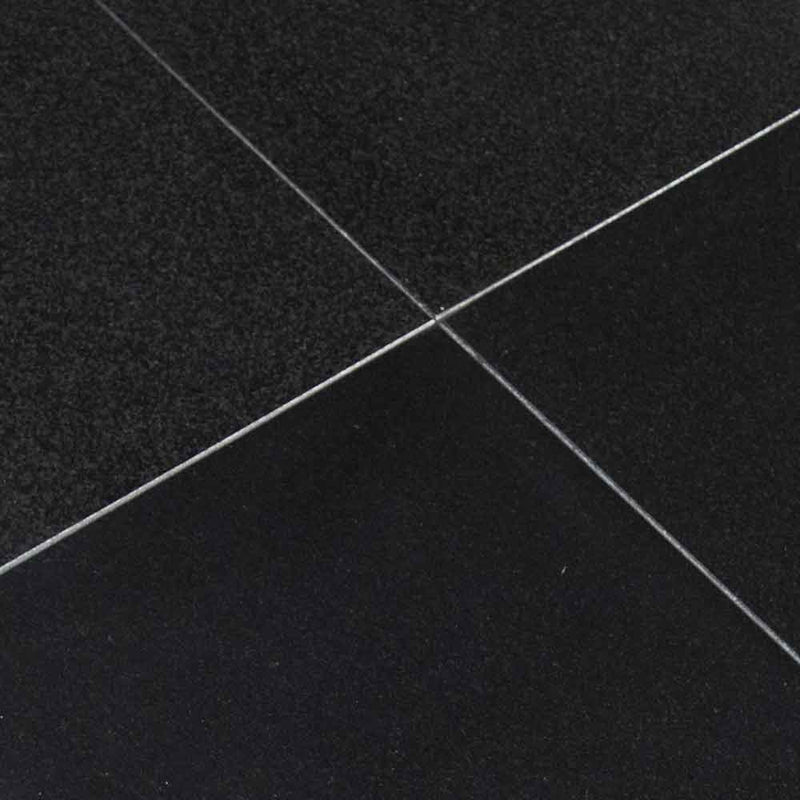 Absolute black 12 in x 12 in polished granite floor and wall tile TINDBLK1212 product shot angle view