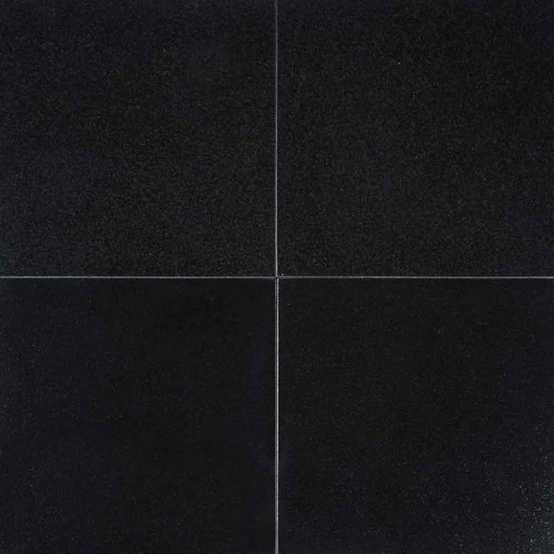 Absolute black 12 in x 12 in polished granite floor and wall tile TINDBLK1212 product shot top view