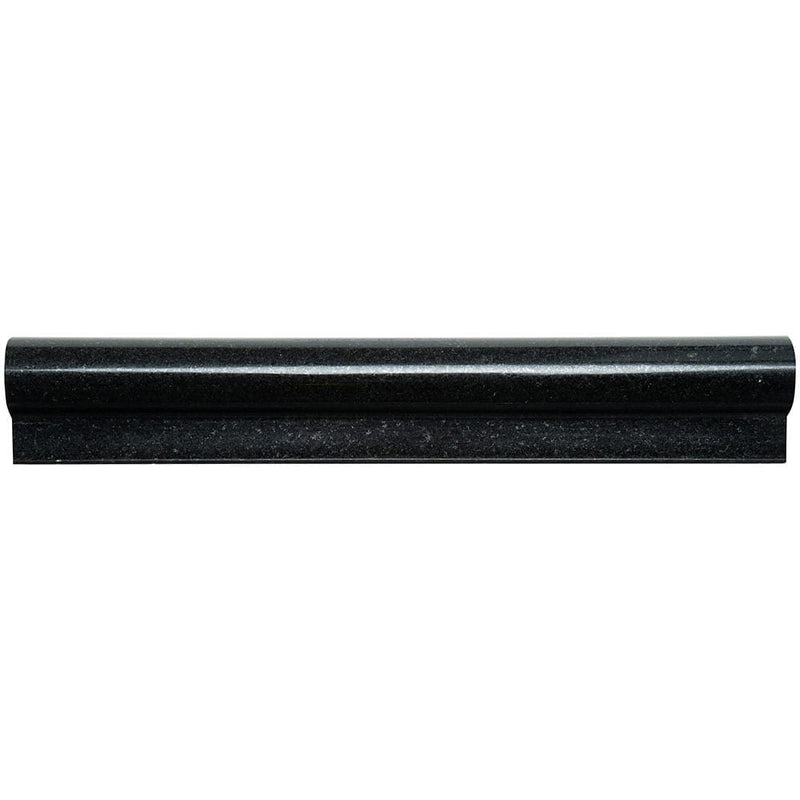 Absolute black 2x12 polished granite rail molding wall tile THDW1-MR-BLA product shot single tile top view moldings