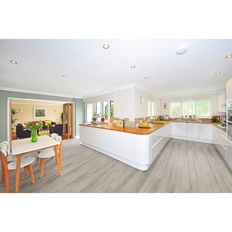 Aero rigid core luxury vinyl plank flooring 7x48 SPC42130748-22M installed to modern kitchen floor