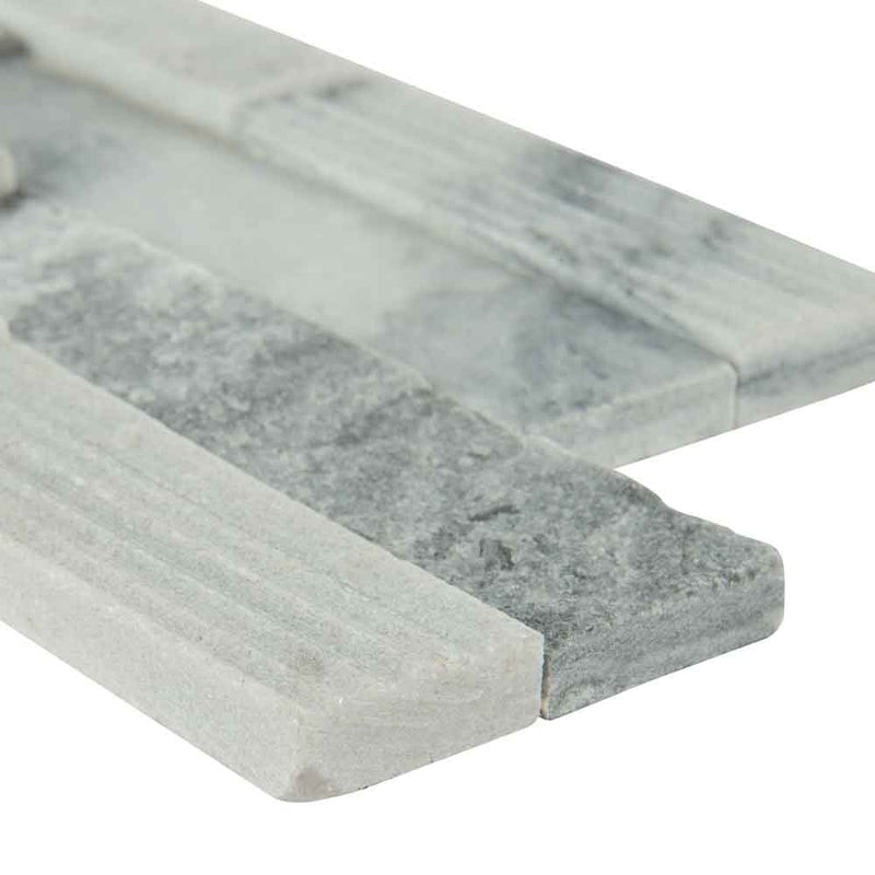 Alaska gray ledger corner 6x18 multifinish marble wall tile LPNLMALAGRY618COR MULTI product shot profile view