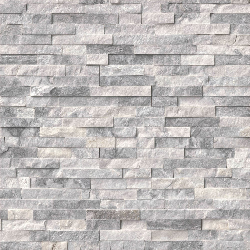 Alaska Gray Mini Ledger Panel 4.5"x16" Natural Marble Wall Tile LPNLMALAGRY4.516-MINI product shot multiple tiles wall view