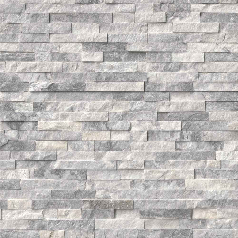 Alaska gray splitface ledger panel 6x24 natural marble wall tile LPNLMALAGRY624 product shot top wall view