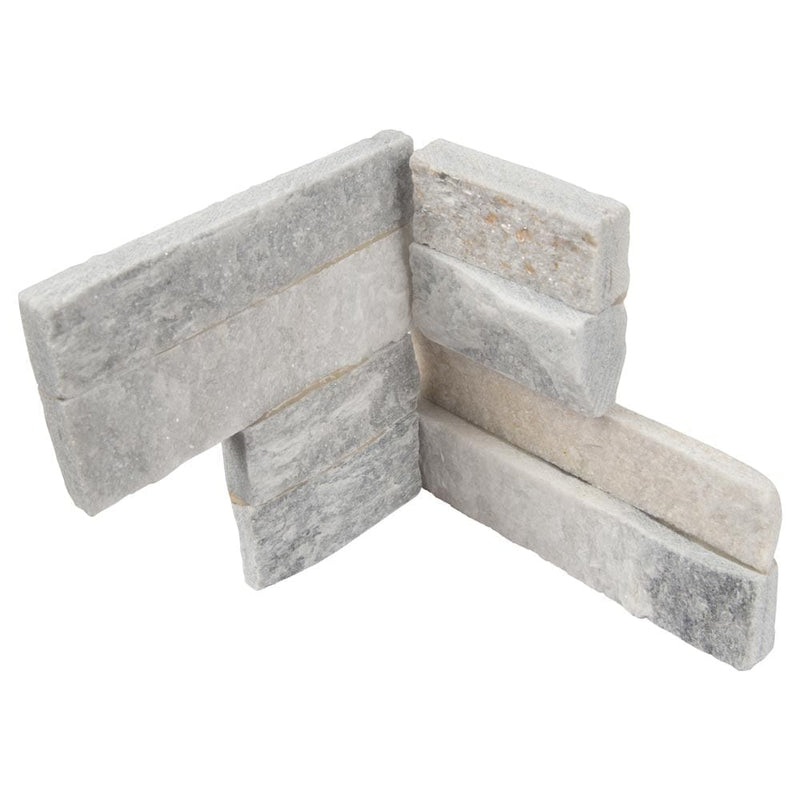 Alaska gray splitface mini ledger corner 4.5X9 natural marble wall tile LPNLMALAGRY4.59COR MINI product shot multiple tiles view