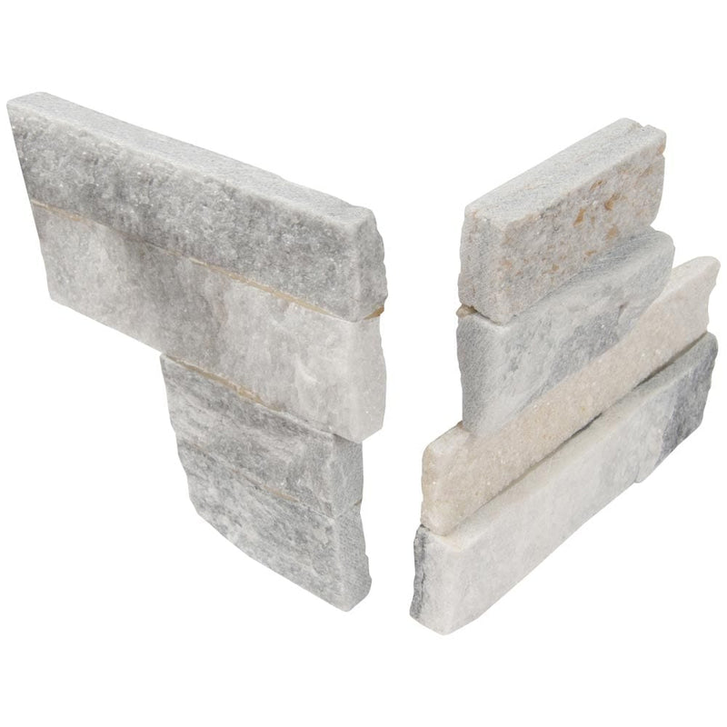 Alaska gray splitface mini ledger corner 4.5X9 natural marble wall tile LPNLMALAGRY4.59COR MINI product shot profile view