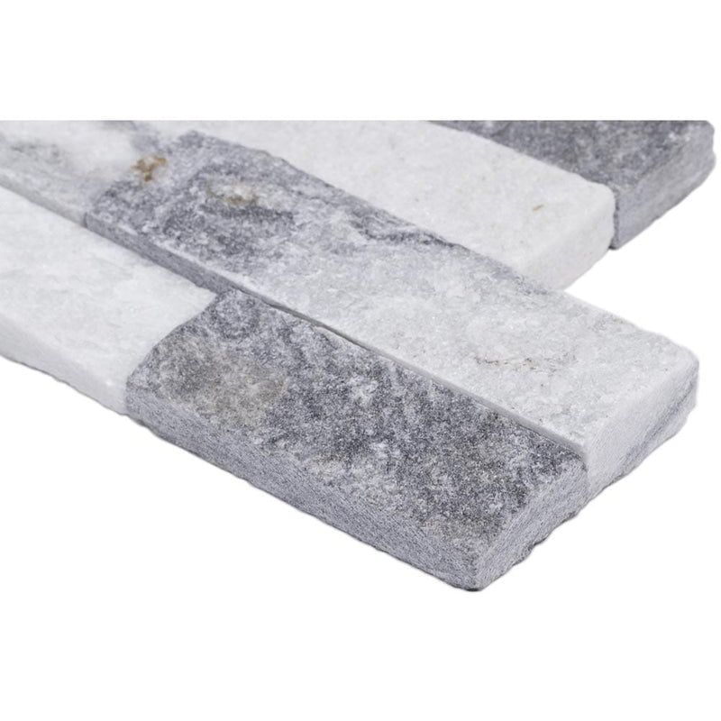 Alaska gray splitface ledger corner 6X18 natural marble wall tile LPNLMALAGRY618COR product shot profile view