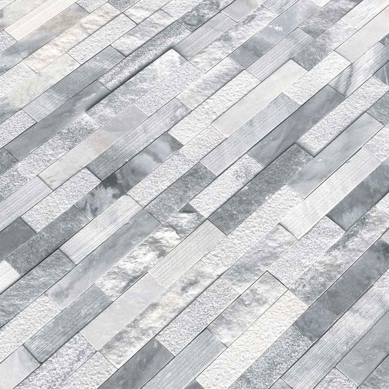 Alaska Gray Ledger Panel 6x24 Multi Finish Natural Marble Wall Tile LPNLMALAGRY624 MULTI product shot angle view