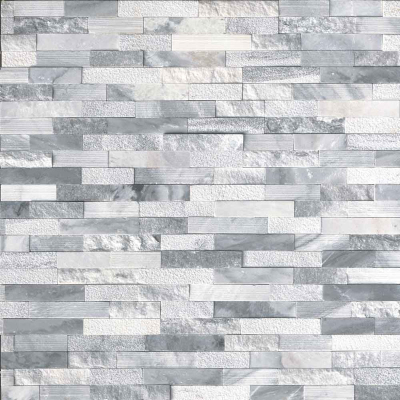 Alaska Gray Ledger Panel 6x24 Multi Finish Natural Marble Wall Tile LPNLMALAGRY624 MULTI product shot wall view