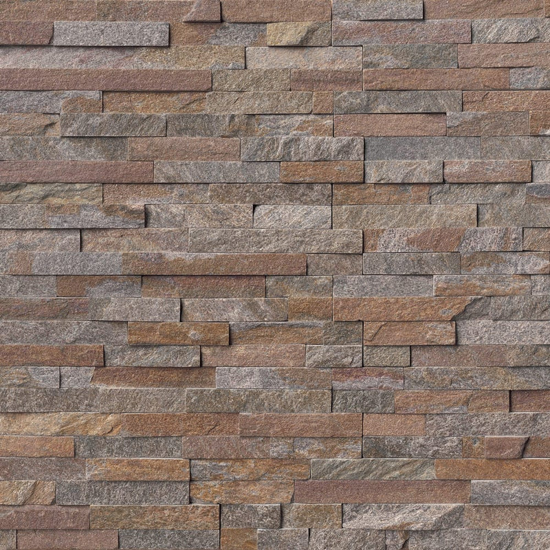 Amber falls splitface ledger panel 6X24 natural quartzite wall tile LPNLQAMBFAL624 product shot multiple tiles top view