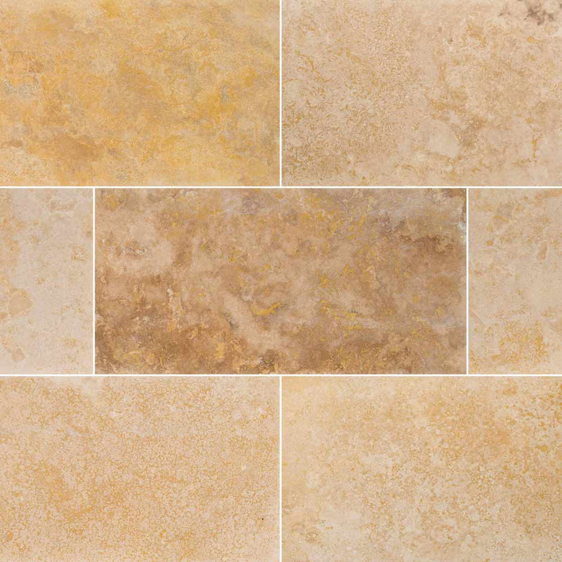 Angelica gold 12 in x 24 in honed travertine floor and wall tile CANGELICA1224G product shot wall view