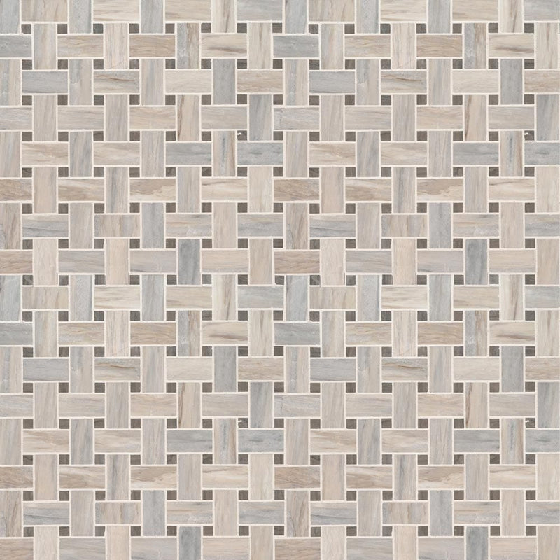 Angora basketweave 12X12 polished marble mesh mounted mosaic tile SMOT-ANGORA-BWP10MM product shot multiple tiles top view