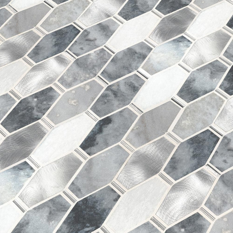 Ankara 12X14.75 stone metal mesh mounted mosaic tile SMOT-SMTL-ANKARA6MM product shot multiple tiles angle view