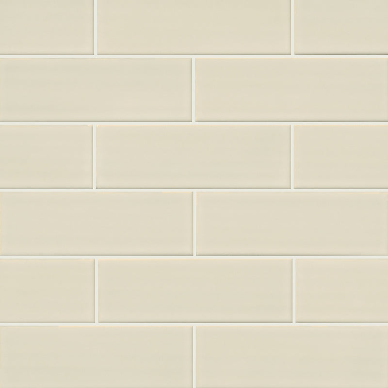 Antique white 4x12 handcrafted glazed ceramic wall tile  msi collection SMOT-PT-AW412 product shot wall view