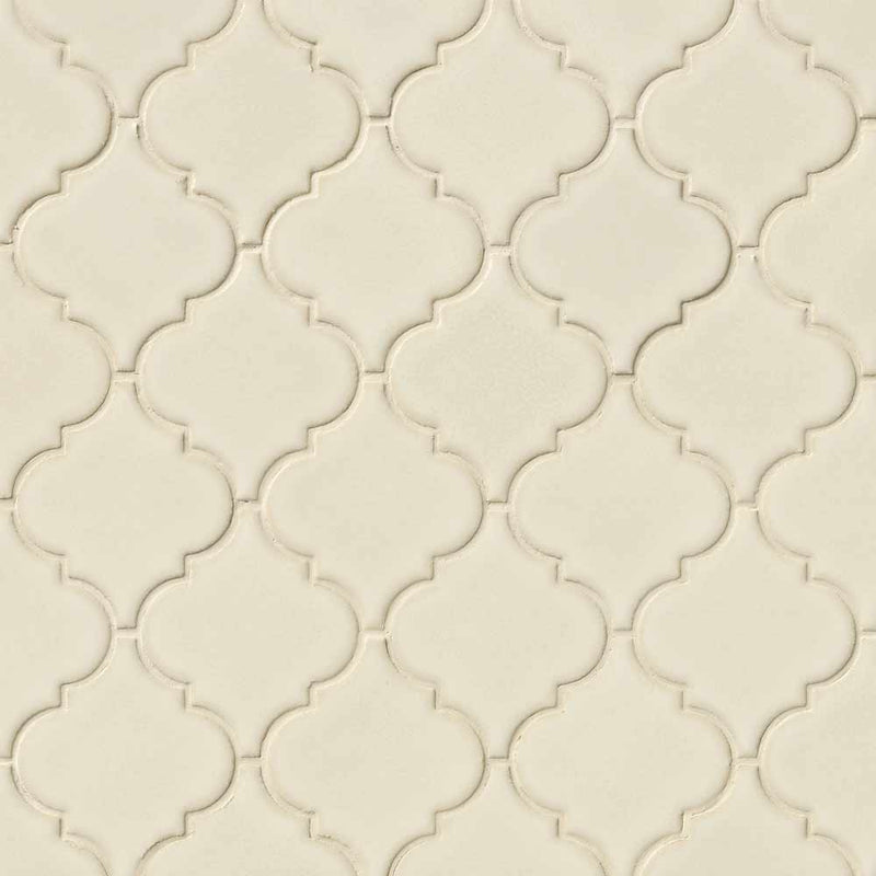 Antique white arabesque 10.83X15.5 glazed ceramic mesh mounted mosaic wall tile SMOT-PT-AW-ARABESQ product shot multiple tiles top view