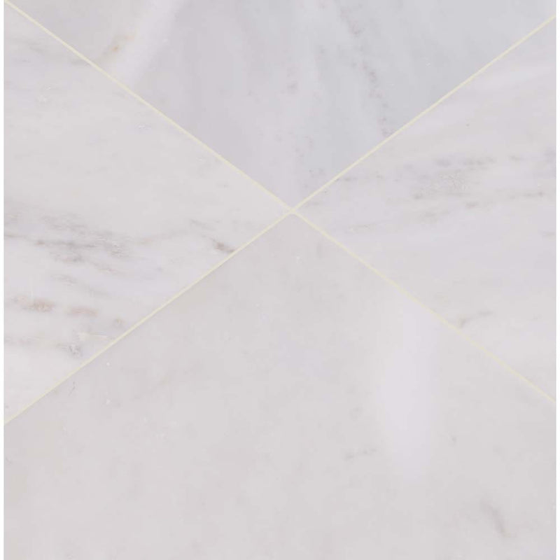 Arabescato carrara 12 x 12 honed marble floor and wall tile TARACAR1212H product shot multiple tiles angle view