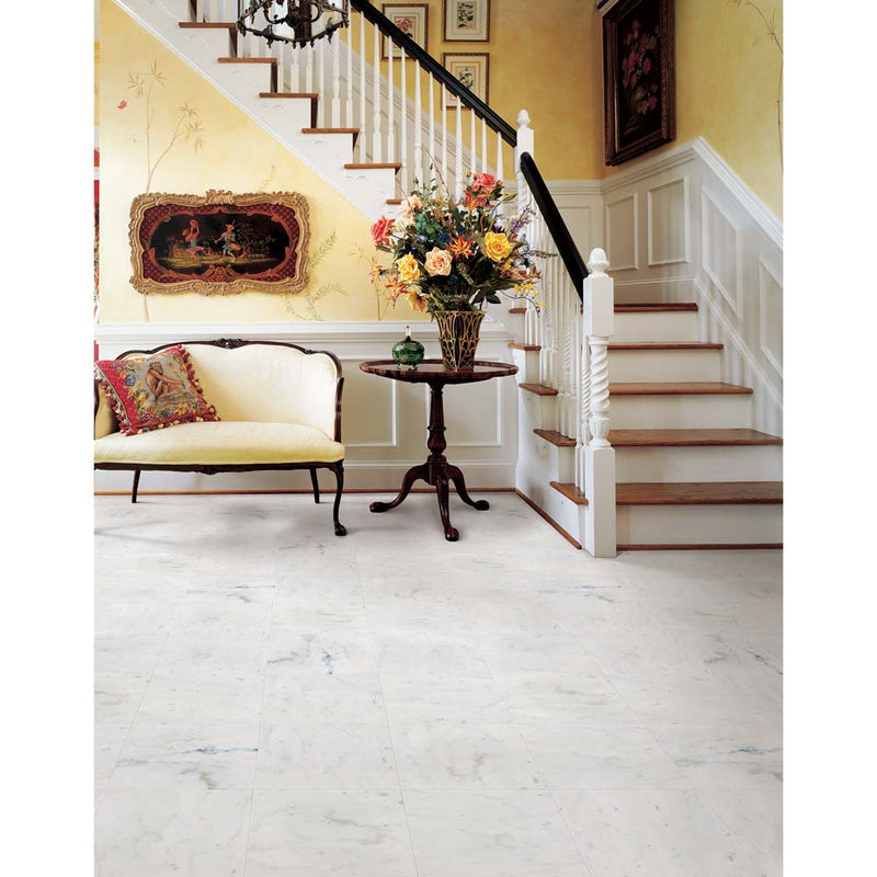 Arabescato carrara 12 x 12 honed marble floor and wall tile TARACAR1212H product shot room view
