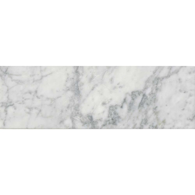 Arabescato carrara 4 x 12 honed marble floor and wall tile TARACAR412H product shot one tile top view
