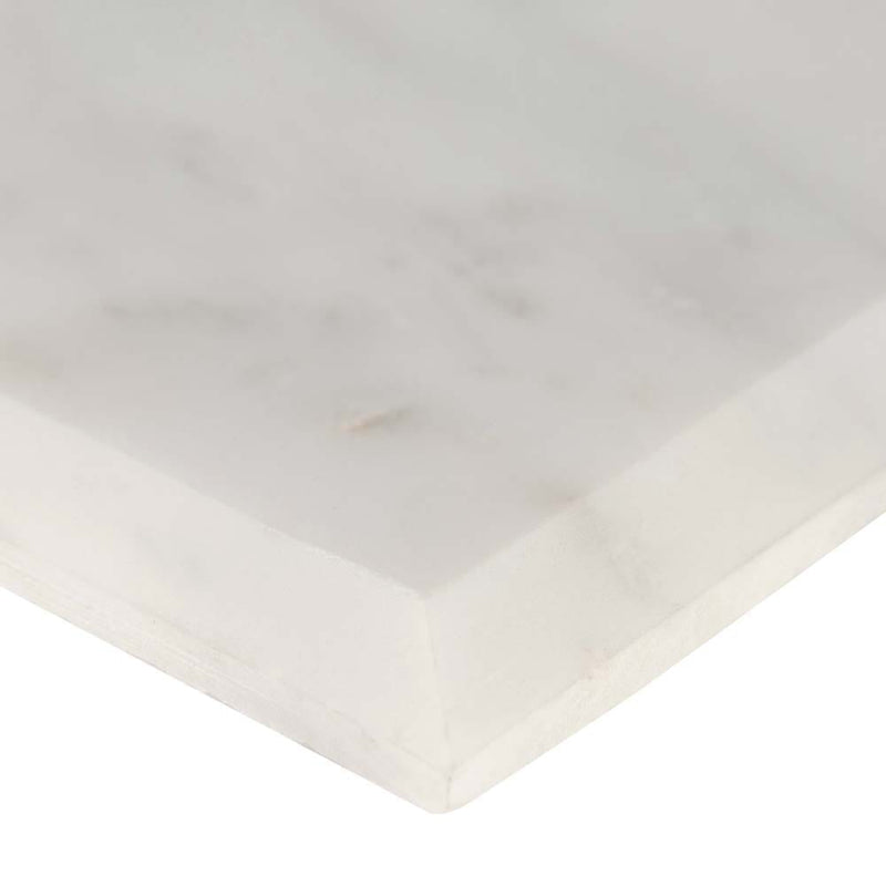 Arabescato carrara beveled 4 x 12 honed marble floor and wall tile TARACAR412HB product shot profile view
