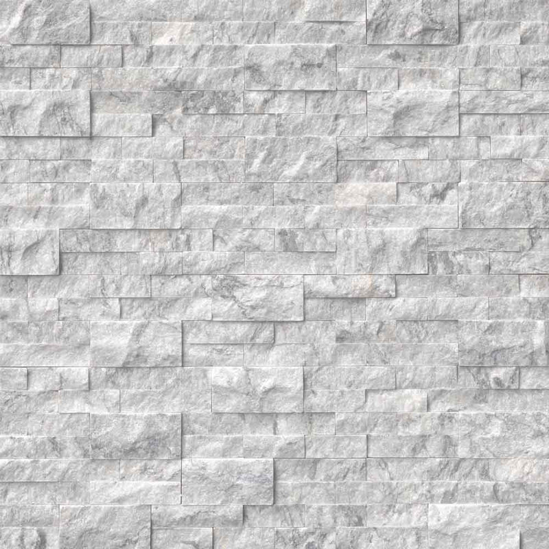 Arabescato carrara splitface ledger corner  6 in x 18 in natural marble wall tile LPNLMARACAR618COR product shot wall view