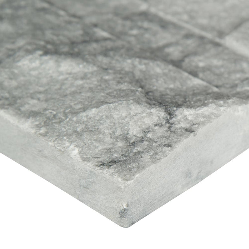 Arabescato carrara splitface ledger panel 6X24 natural marble wall tile LPNLMARACAR624 product shot profile view