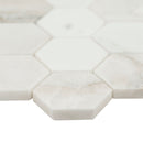 Arabescato venato white 11.73x12 marble 2 hexagon honed mesh mounted mosaic tile SMOT-ARAVEN-2HEXH product shot profile view
